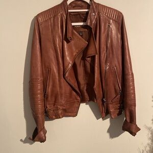 MANGO Leather Jacket - Moto jacket